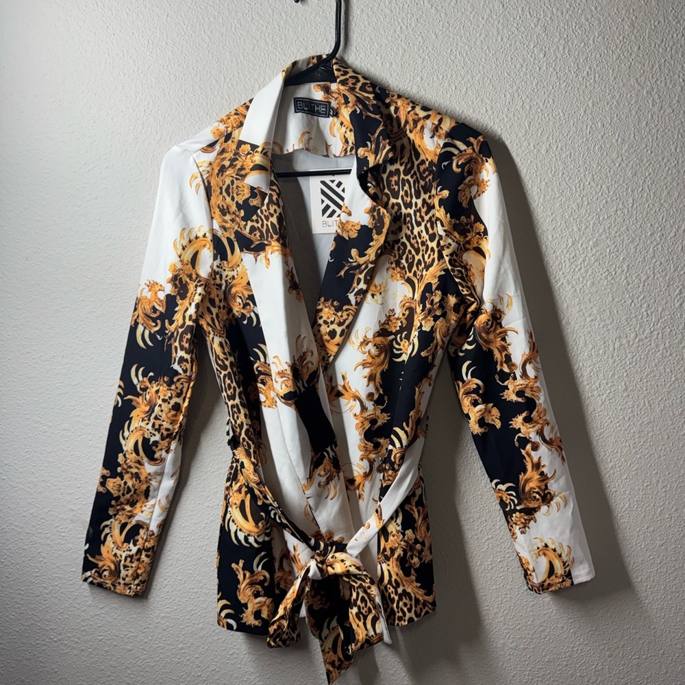 Blush Jacket with Gold and Black Design